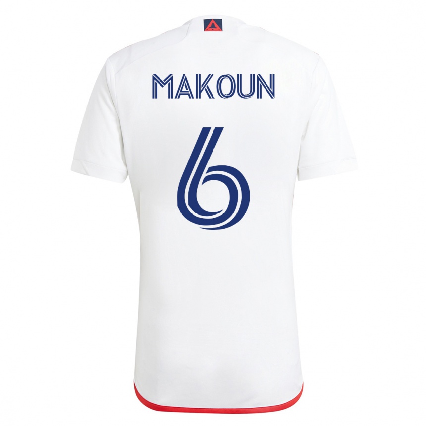 Kids Football Christian Makoun #6 White Red Away Jersey 2023/24 T-Shirt