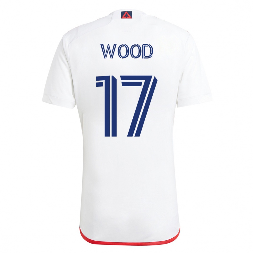 Kids Football Bobby Wood #17 White Red Away Jersey 2023/24 T-Shirt
