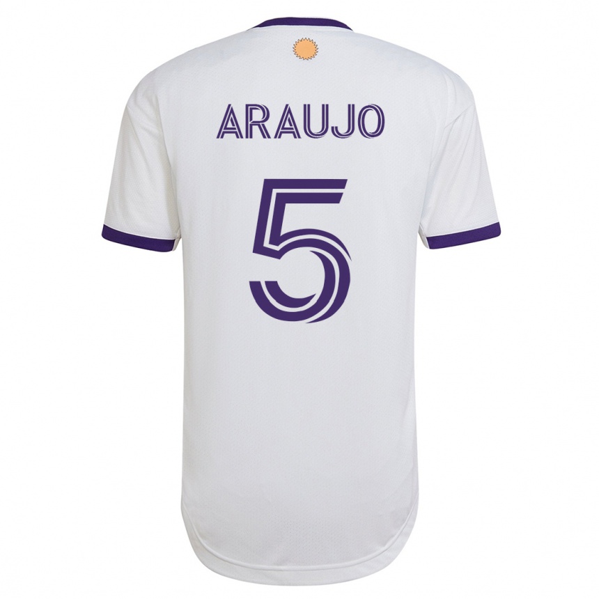 Kids Football César Araújo #5 White Away Jersey 2023/24 T-Shirt