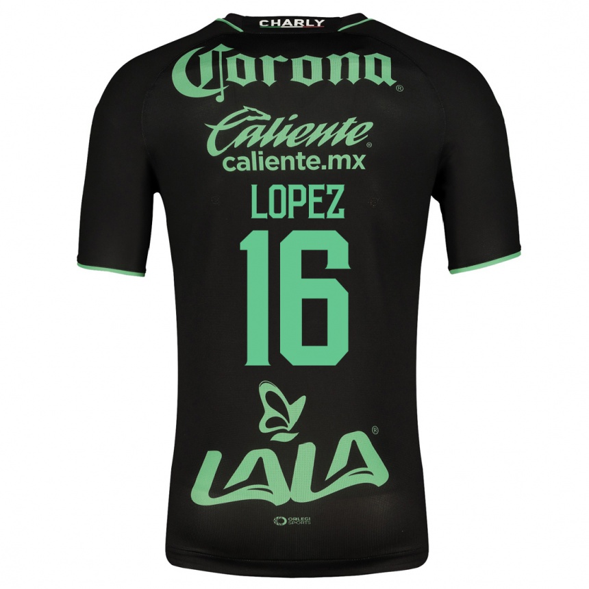 Kids Football Aldo López #16 Black Away Jersey 2023/24 T-Shirt