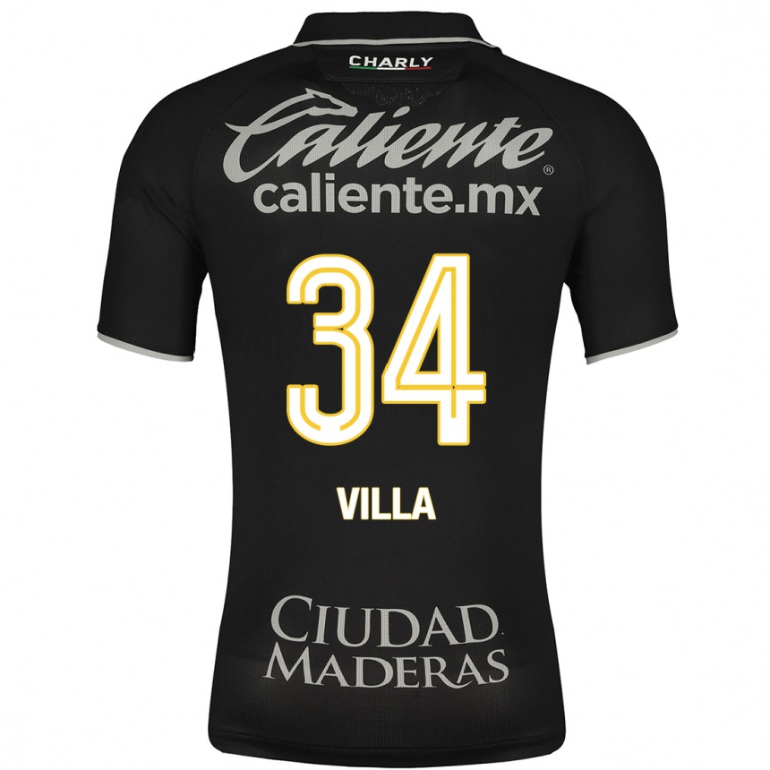 Kids Football Óscar Villa #34 Black Away Jersey 2023/24 T-Shirt