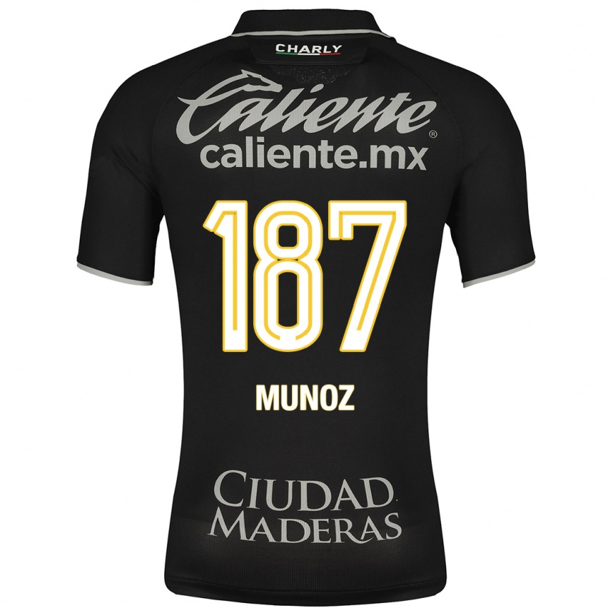 Kids Football Diego Muñoz #187 Black Away Jersey 2023/24 T-Shirt