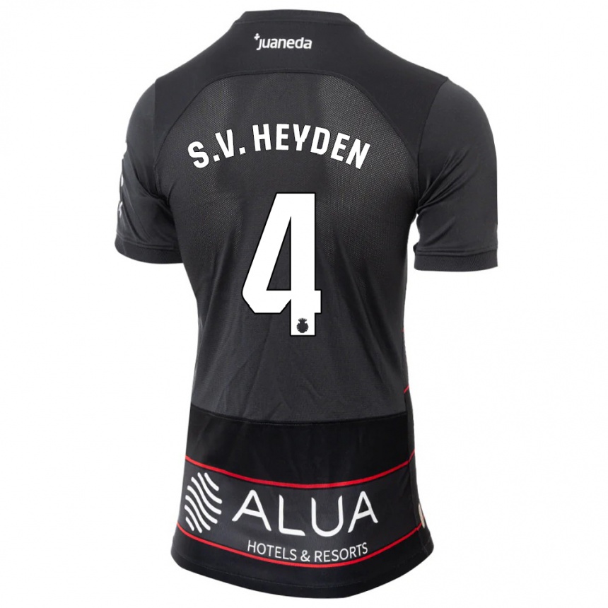 Kids Football Siebe Van Der Heyden #4 Black Away Jersey 2023/24 T-Shirt