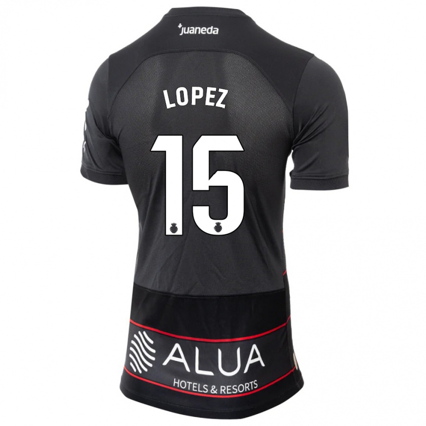 Kids Football Marc López #15 Black Away Jersey 2023/24 T-Shirt