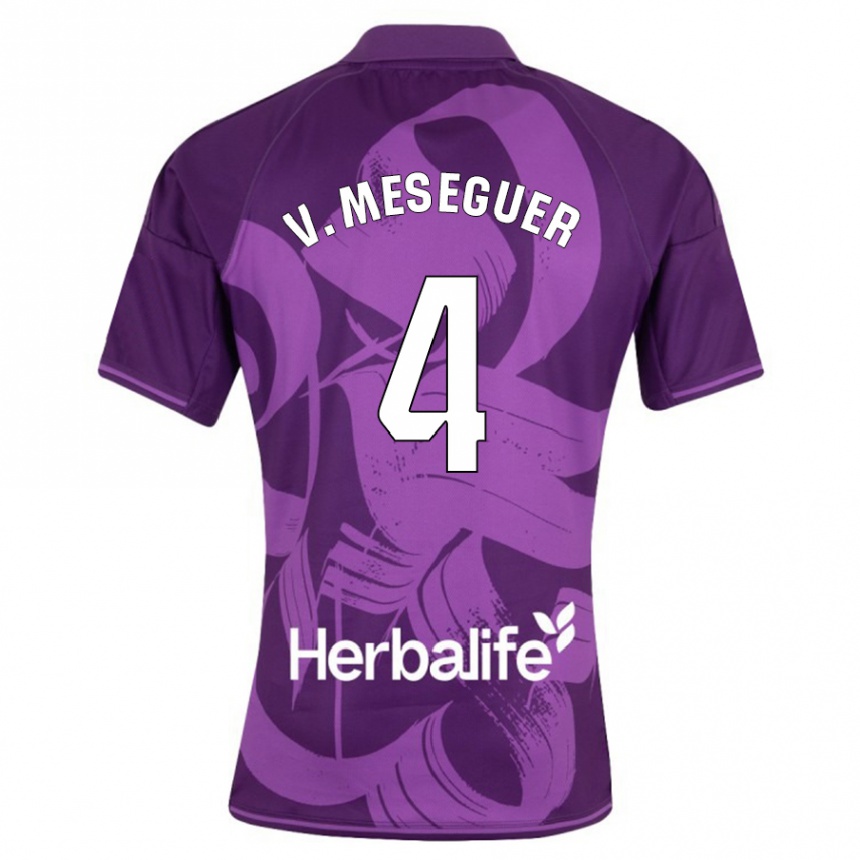 Kids Football Víctor Meseguer #4 Violet Away Jersey 2023/24 T-Shirt