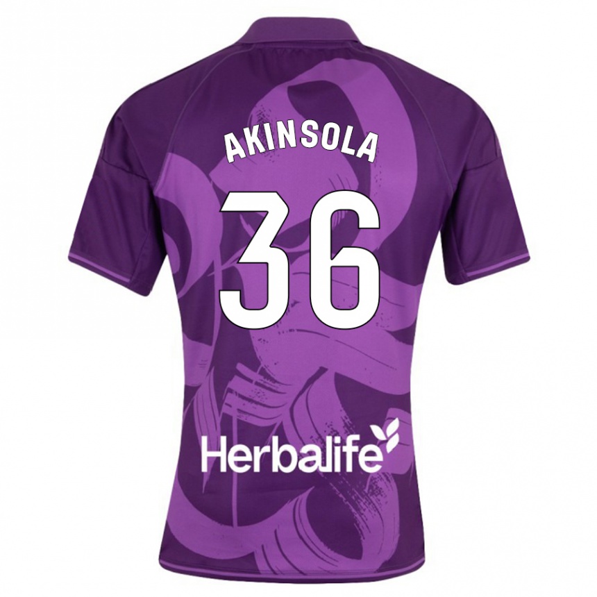 Kids Football Tunde Akinsola #36 Violet Away Jersey 2023/24 T-Shirt