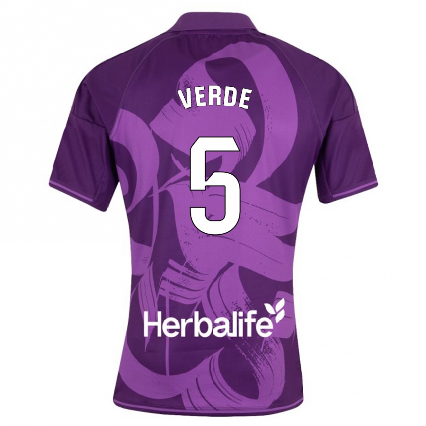 Kids Football Adrián Verde #5 Violet Away Jersey 2023/24 T-Shirt