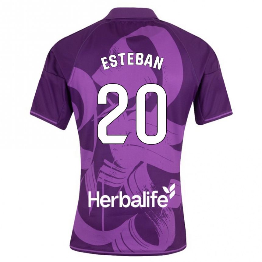 Kids Football Sergio Esteban #20 Violet Away Jersey 2023/24 T-Shirt