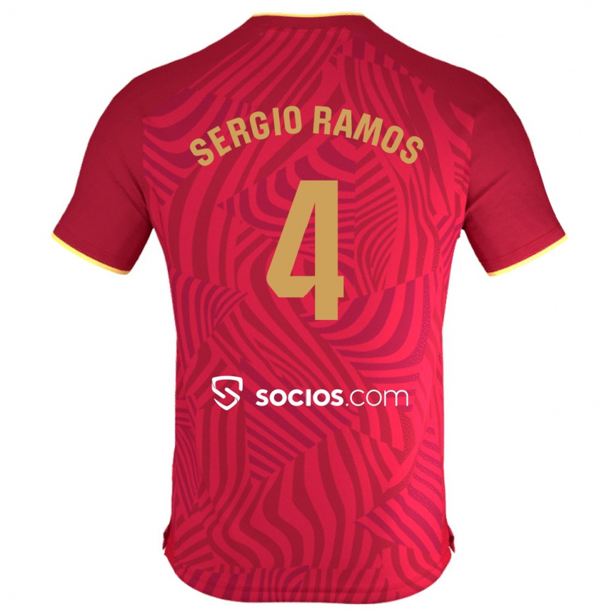 Kids Football Sergio Ramos #4 Red Away Jersey 2023/24 T-Shirt