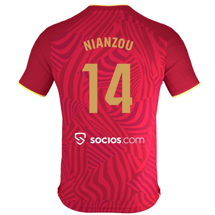 Kids Football Tanguy Nianzou #14 Red Away Jersey 2023/24 T-Shirt