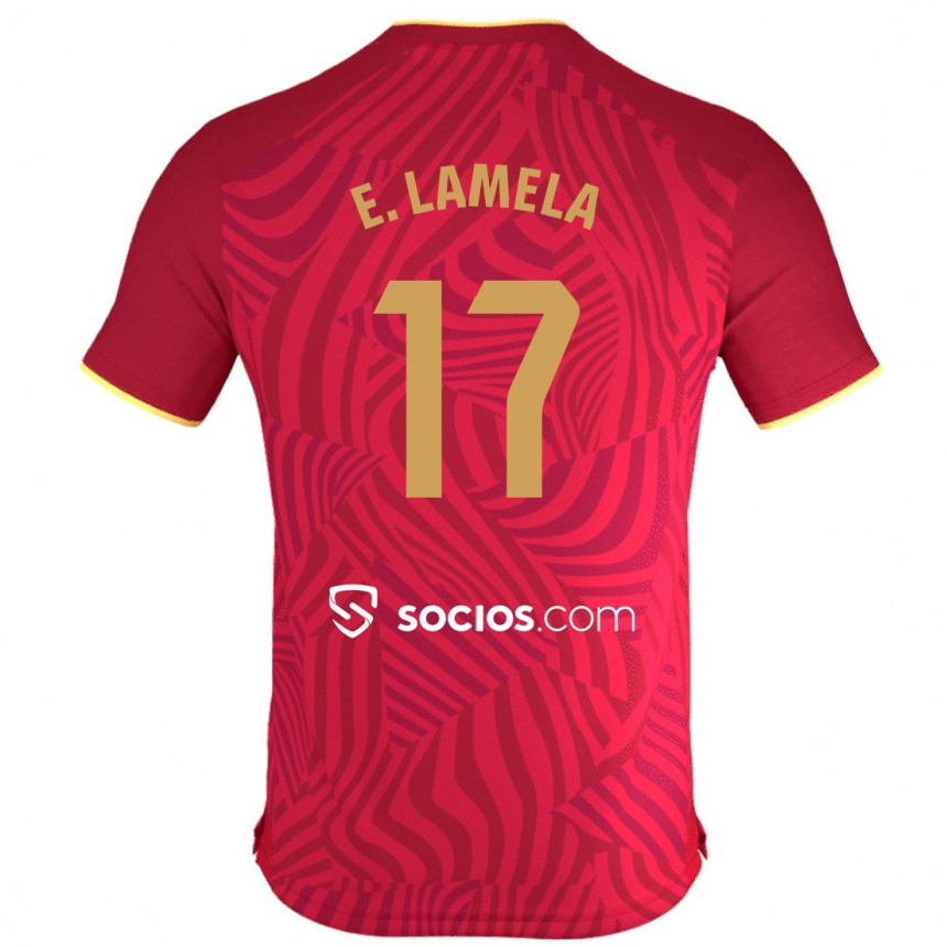 Kids Football Erik Lamela #17 Red Away Jersey 2023/24 T-Shirt