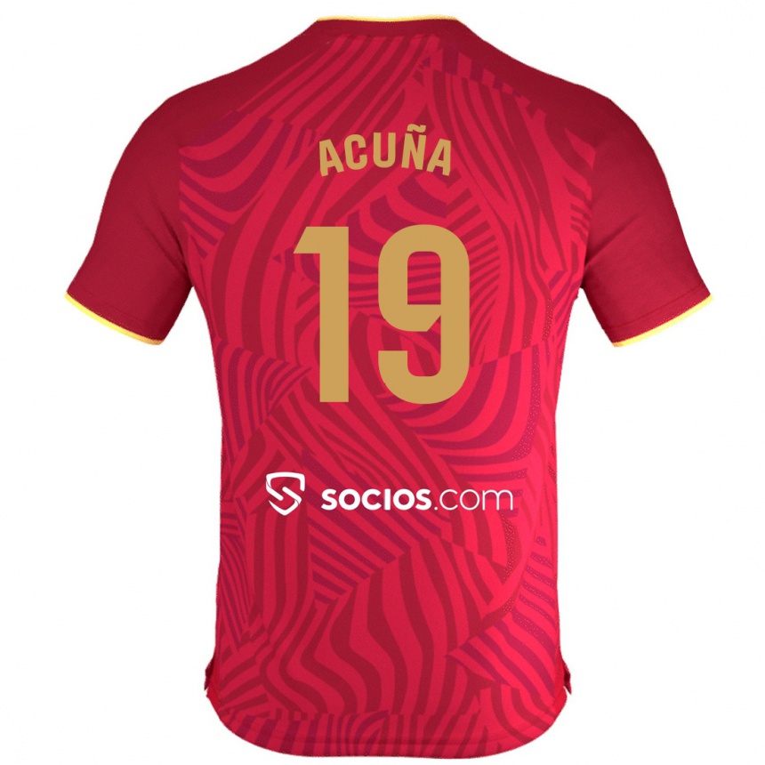 Kids Football Marcos Acuña #19 Red Away Jersey 2023/24 T-Shirt