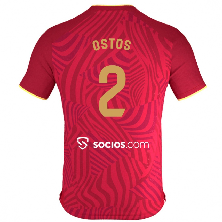 Kids Football Fran Ostos #2 Red Away Jersey 2023/24 T-Shirt