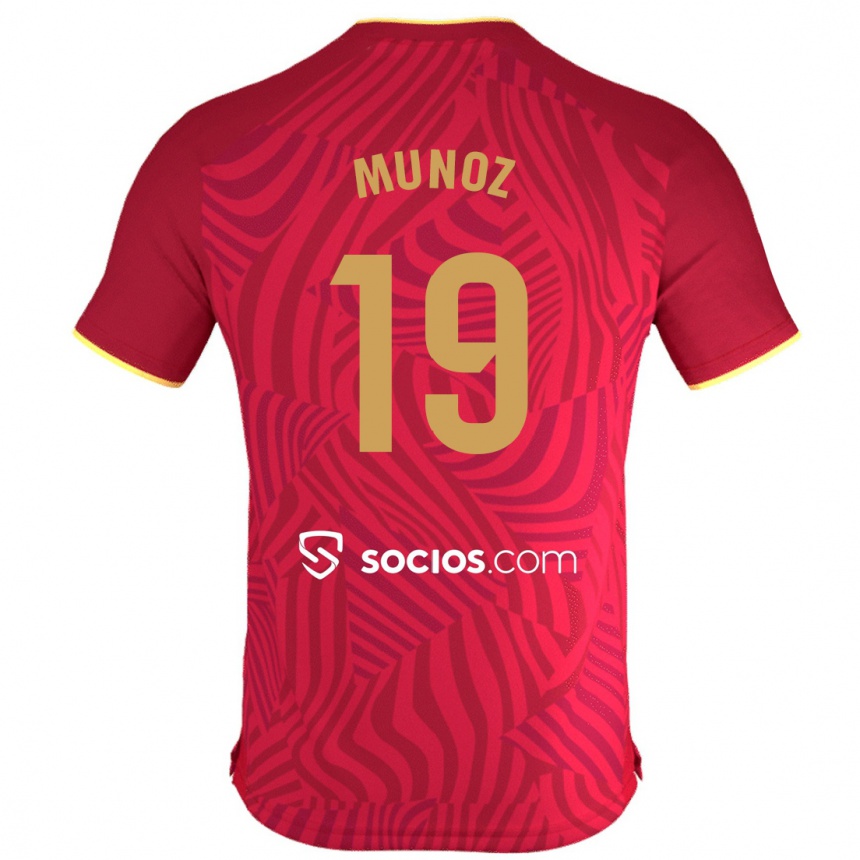 Kids Football Iker Muñoz #19 Red Away Jersey 2023/24 T-Shirt