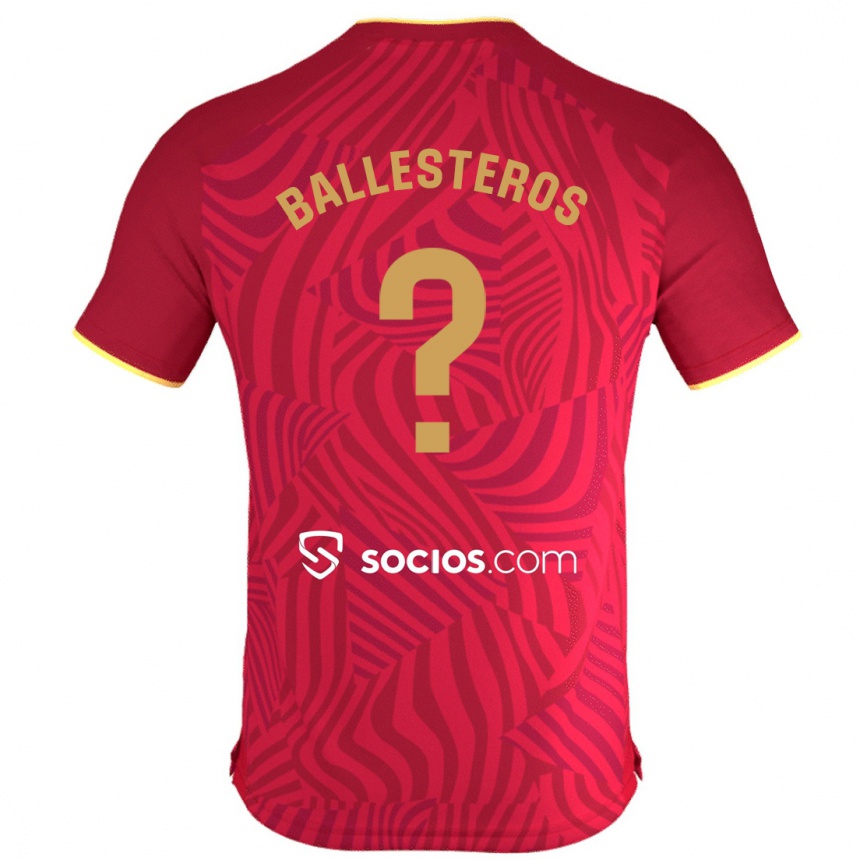 Kids Football Gonzalo Ballesteros #0 Red Away Jersey 2023/24 T-Shirt
