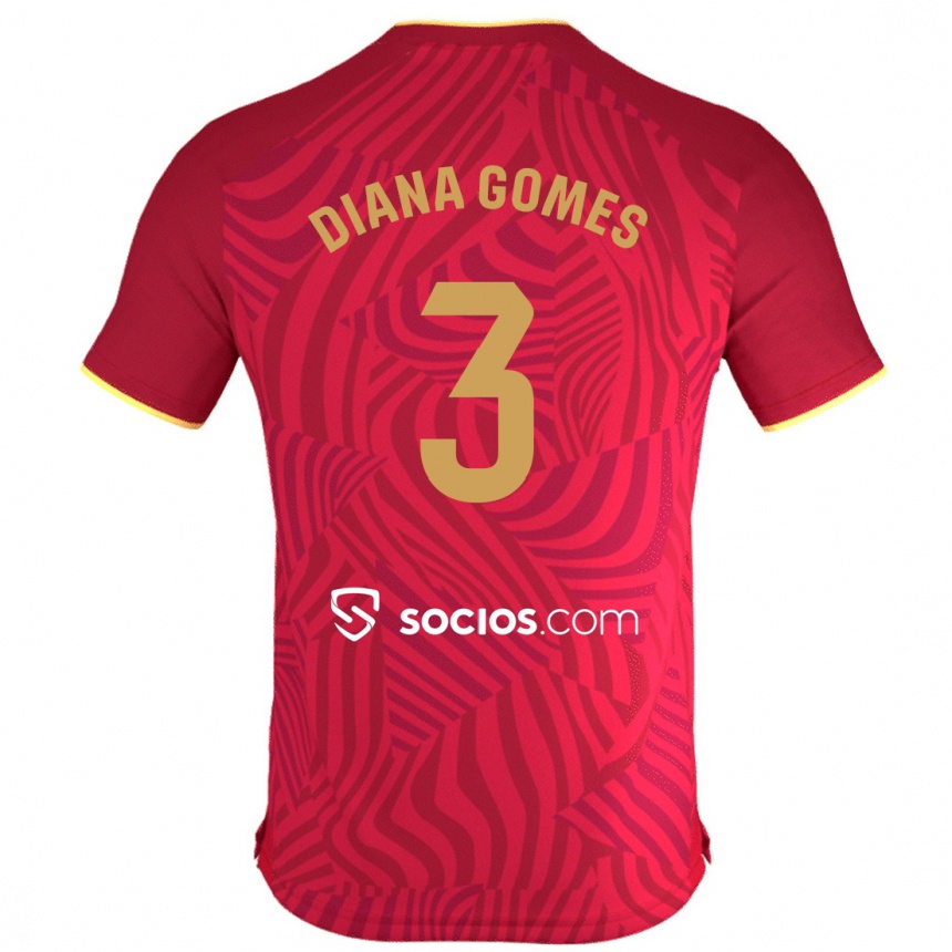 Kids Football Diana Catarina Ribeiro Gomes #3 Red Away Jersey 2023/24 T-Shirt