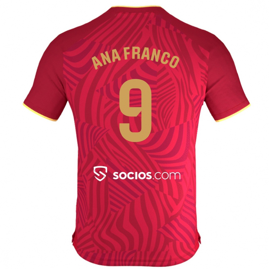 Kids Football Ana Franco De La Vega #9 Red Away Jersey 2023/24 T-Shirt
