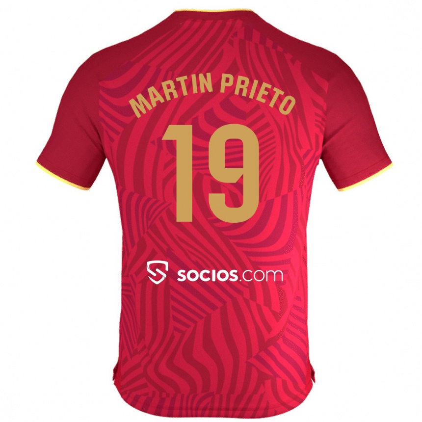 Kids Football Cristina Martín-Prieto Gutiérrez #19 Red Away Jersey 2023/24 T-Shirt