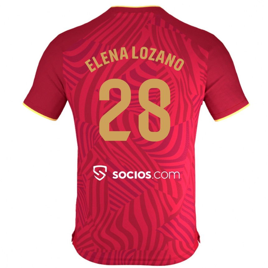 Kids Football Elena Lozano Gallego #28 Red Away Jersey 2023/24 T-Shirt