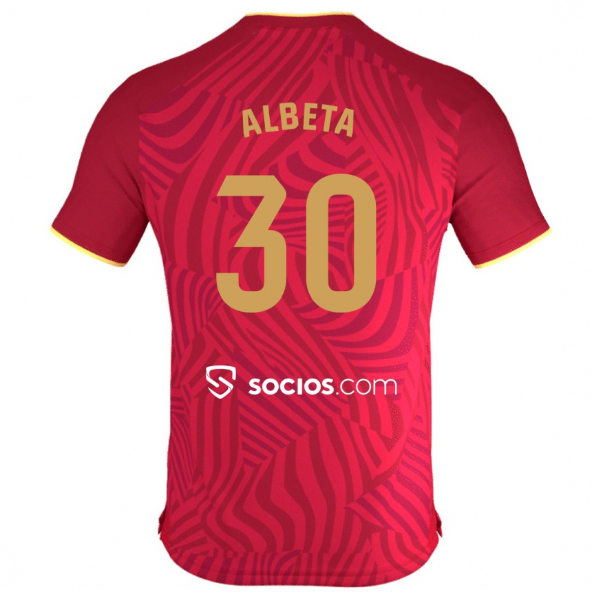 Kids Football Alba María López Montiel #30 Red Away Jersey 2023/24 T-Shirt