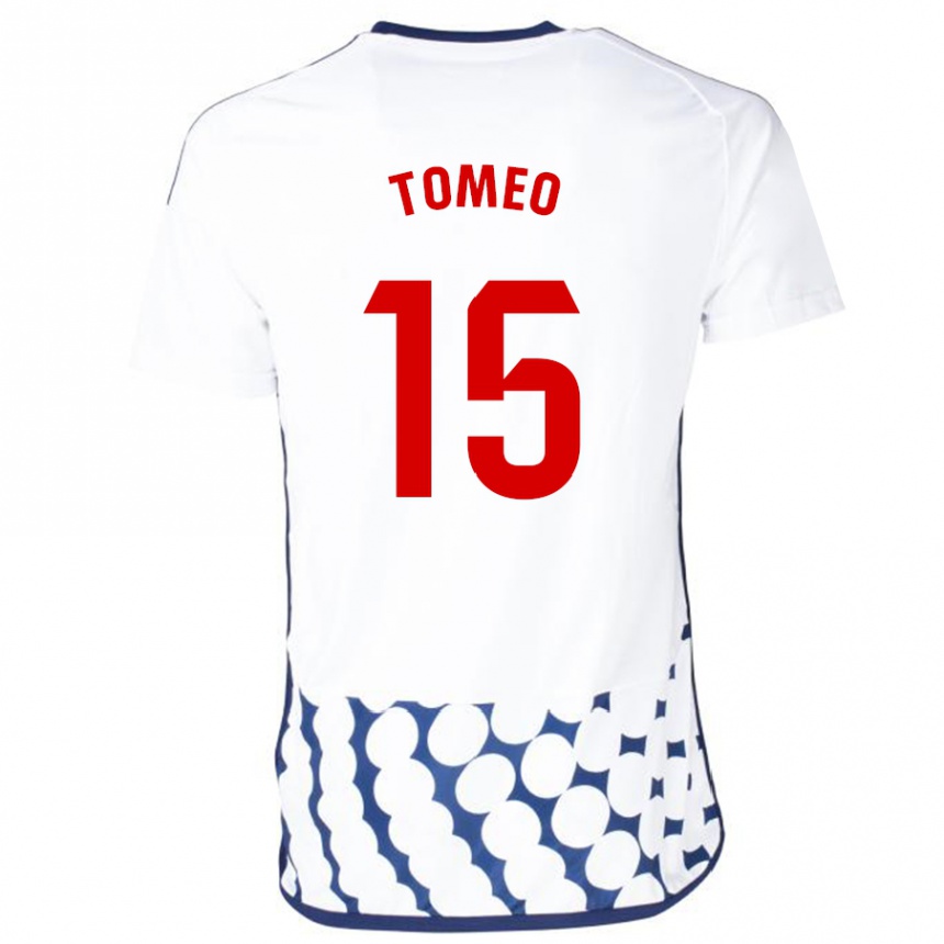 Kids Football Pablo Tomeo #15 White Away Jersey 2023/24 T-Shirt