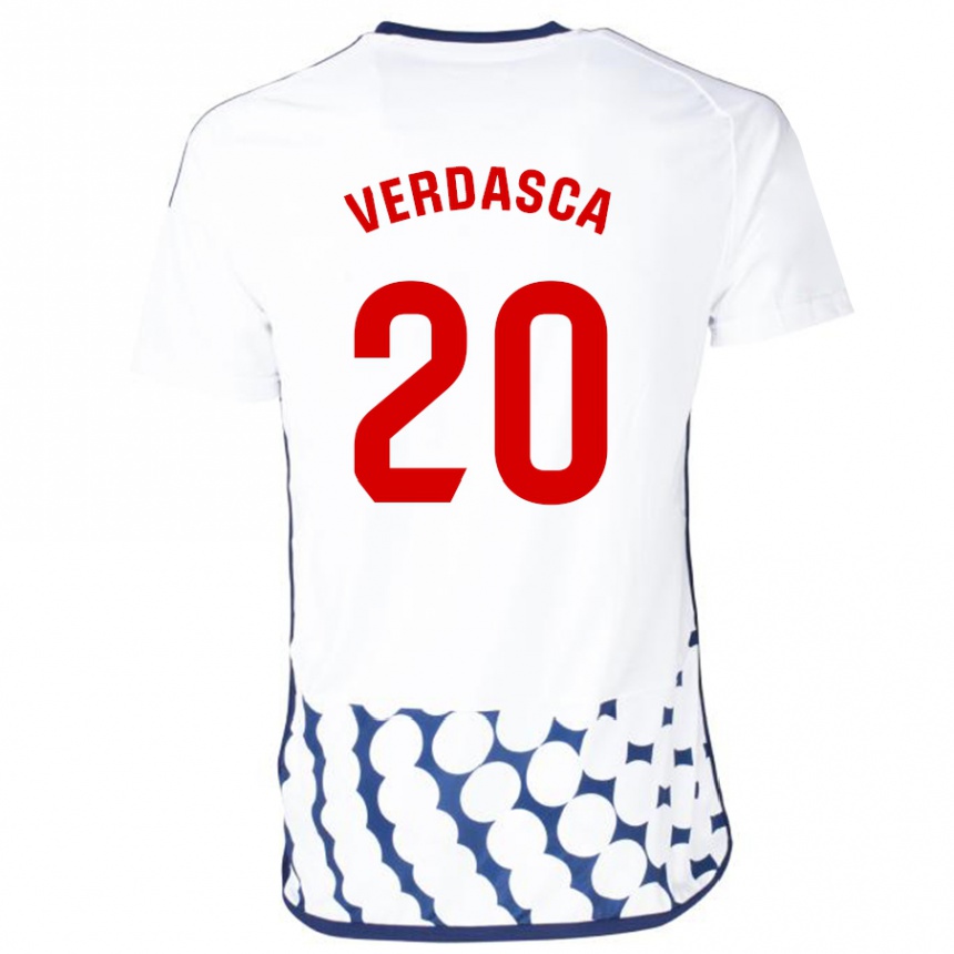 Kids Football Diogo Verdasca #20 White Away Jersey 2023/24 T-Shirt