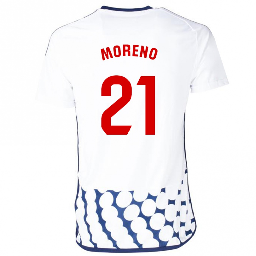Kids Football Diego Moreno #21 White Away Jersey 2023/24 T-Shirt
