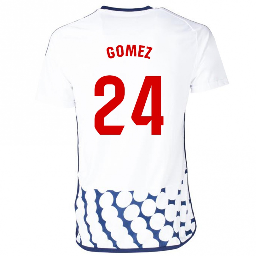 Kids Football Jonathan Gómez #24 White Away Jersey 2023/24 T-Shirt