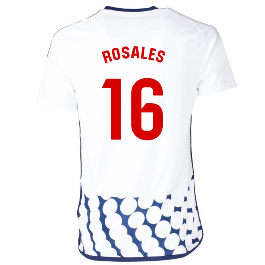 Kids Football Diego Rosales #16 White Away Jersey 2023/24 T-Shirt