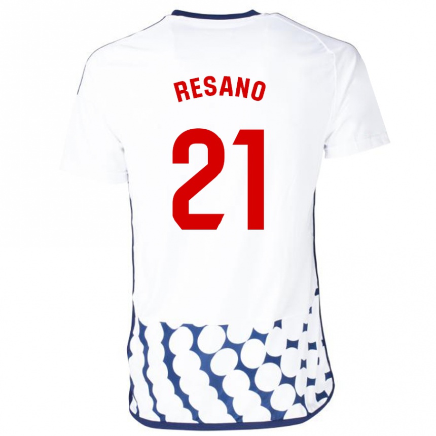 Kids Football Xabier Resano #21 White Away Jersey 2023/24 T-Shirt