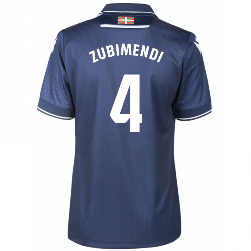 Kids Football Martín Zubimendi #4 Navy Away Jersey 2023/24 T-Shirt