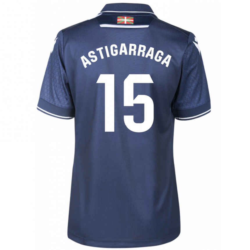 Kids Football Eneko Astigarraga #15 Navy Away Jersey 2023/24 T-Shirt