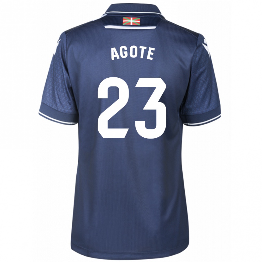 Kids Football Unax Agote #23 Navy Away Jersey 2023/24 T-Shirt