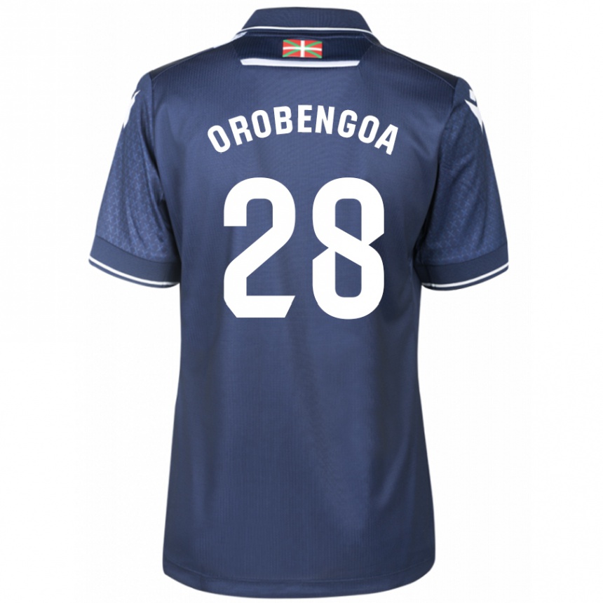 Kids Football Ekain Orobengoa #28 Navy Away Jersey 2023/24 T-Shirt