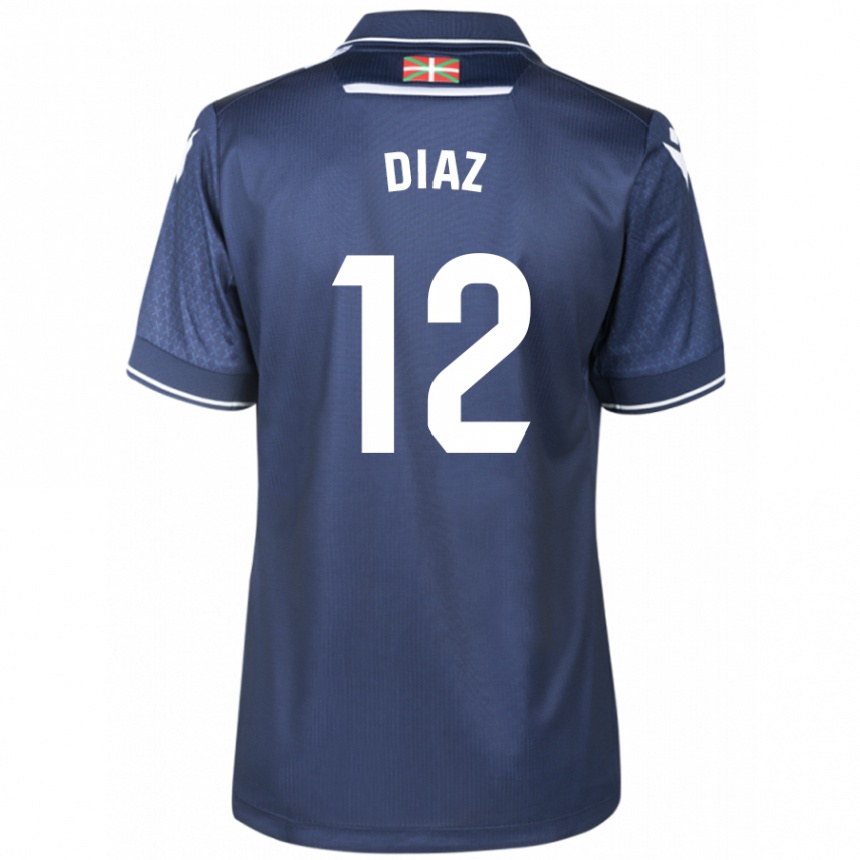 Kids Football Ekain Díaz #12 Navy Away Jersey 2023/24 T-Shirt