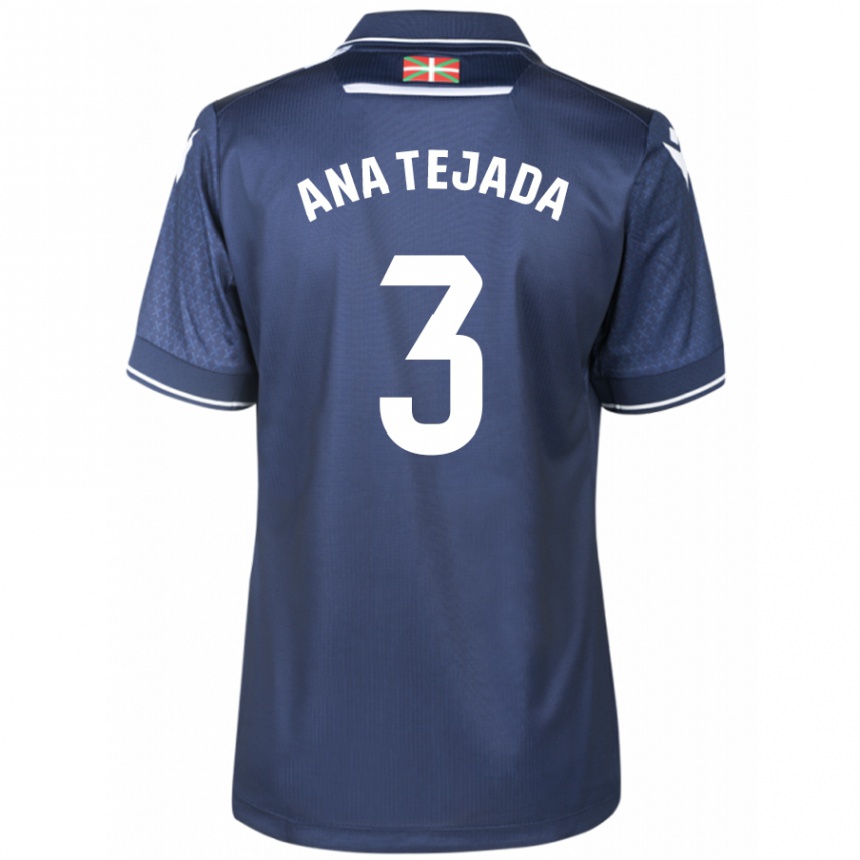 Kids Football Ana Tejada Jiménez #3 Navy Away Jersey 2023/24 T-Shirt