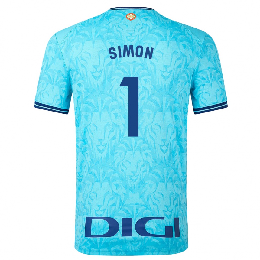 Kids Football Unai Simón #1 Sky Blue Away Jersey 2023/24 T-Shirt