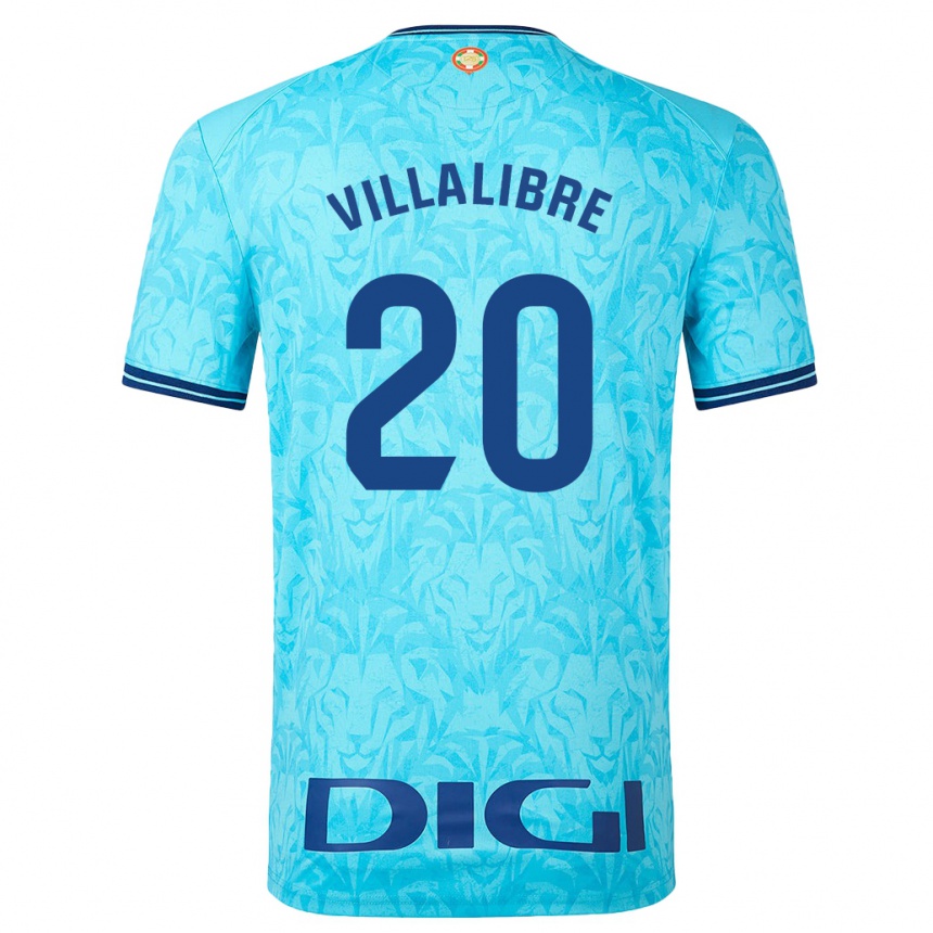 Kids Football Asier Villalibre #20 Sky Blue Away Jersey 2023/24 T-Shirt