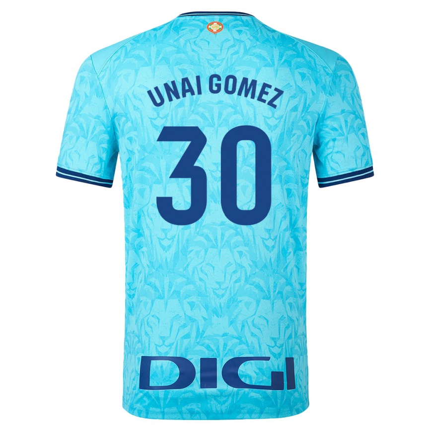 Kids Football Unai Gómez #30 Sky Blue Away Jersey 2023/24 T-Shirt