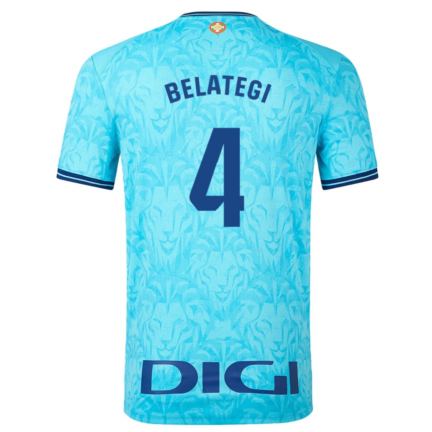 Kids Football Danel Belategi #4 Sky Blue Away Jersey 2023/24 T-Shirt