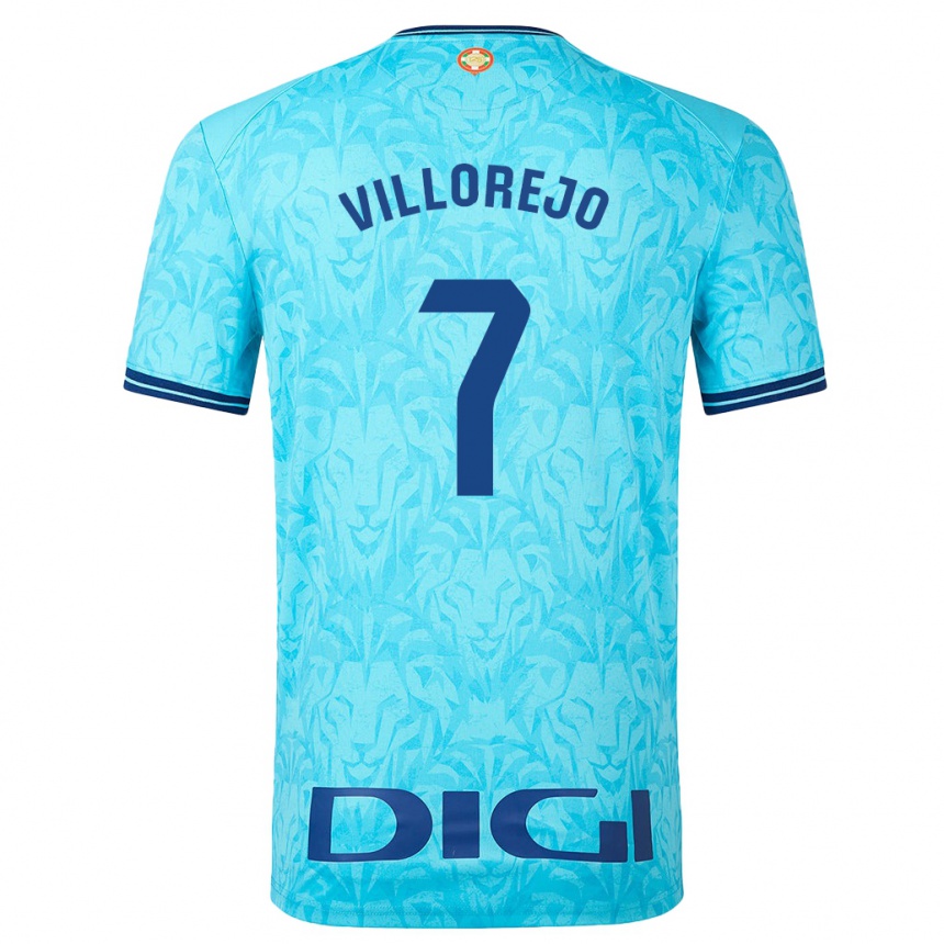 Kids Football Ardaitz Villorejo #7 Sky Blue Away Jersey 2023/24 T-Shirt