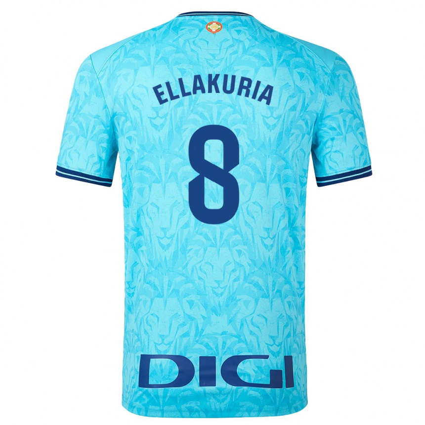 Kids Football Eneko Ellakuria #8 Sky Blue Away Jersey 2023/24 T-Shirt