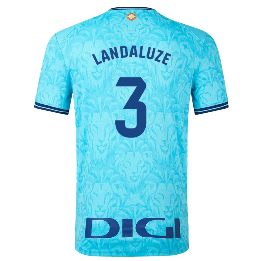 Kids Football Naia Landaluze Marquínez #3 Sky Blue Away Jersey 2023/24 T-Shirt