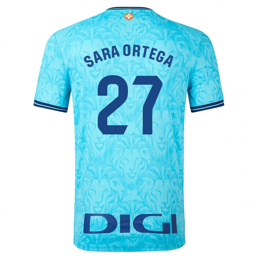 Kids Football Sara Ortega Ruiz #27 Sky Blue Away Jersey 2023/24 T-Shirt