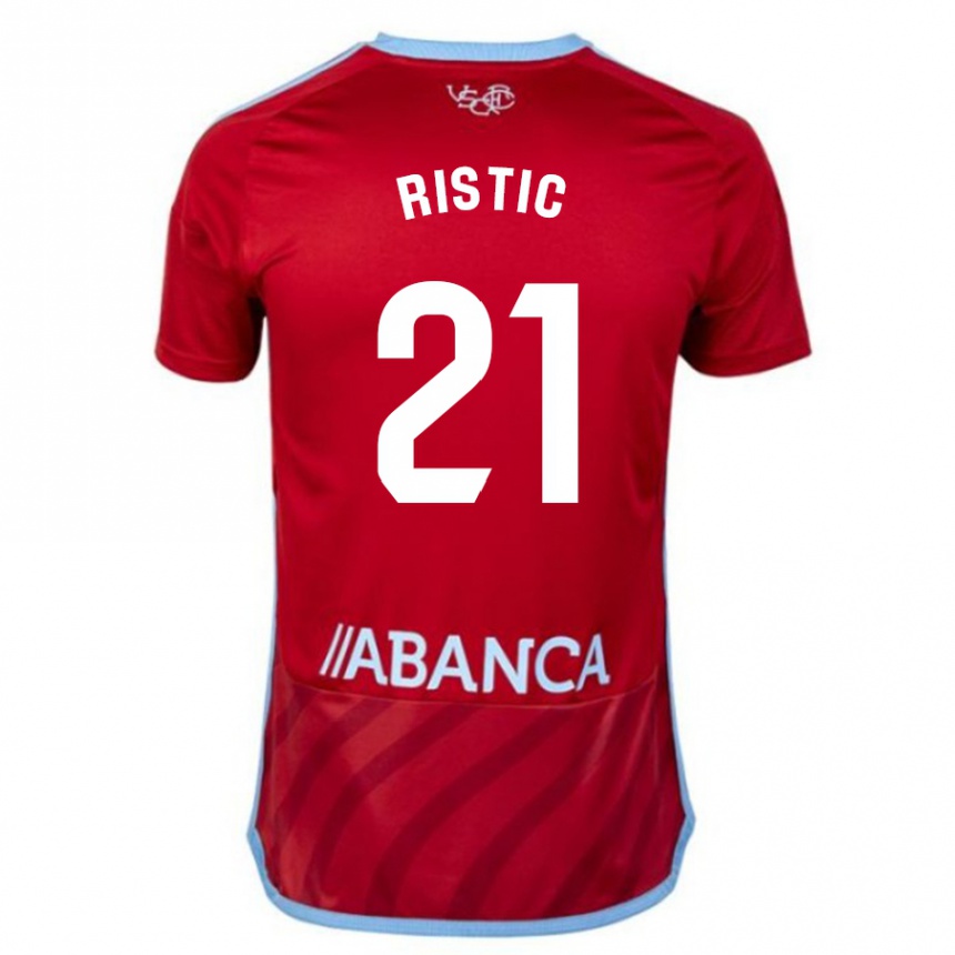 Kids Football Mihailo Ristic #21 Red Away Jersey 2023/24 T-Shirt