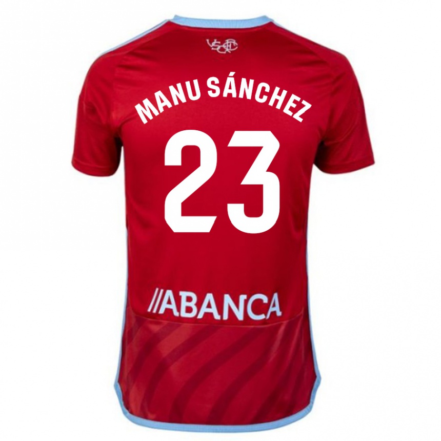 Kids Football Manu Sanchez #23 Red Away Jersey 2023/24 T-Shirt