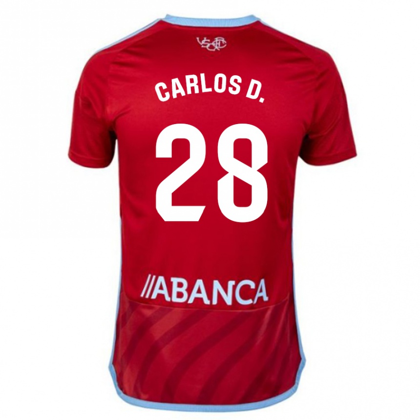 Kids Football Carlos Domínguez #28 Red Away Jersey 2023/24 T-Shirt
