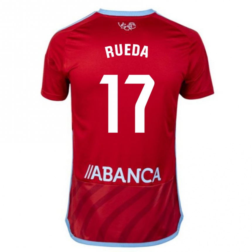 Kids Football Javi Rueda #17 Red Away Jersey 2023/24 T-Shirt