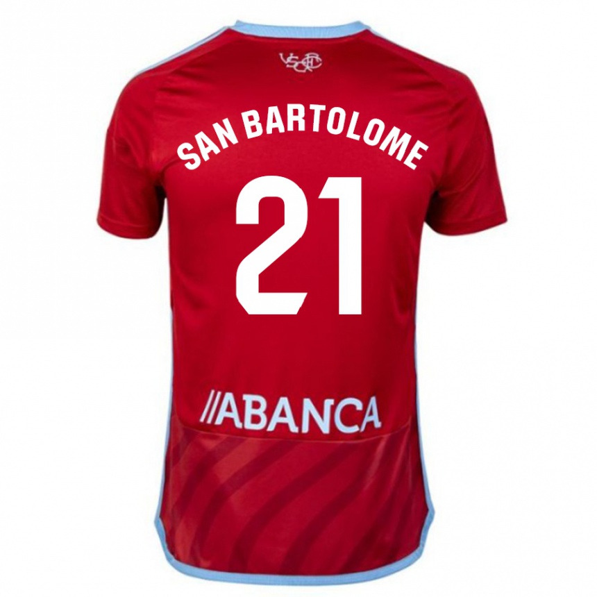 Kids Football Víctor San Bartolomé #21 Red Away Jersey 2023/24 T-Shirt