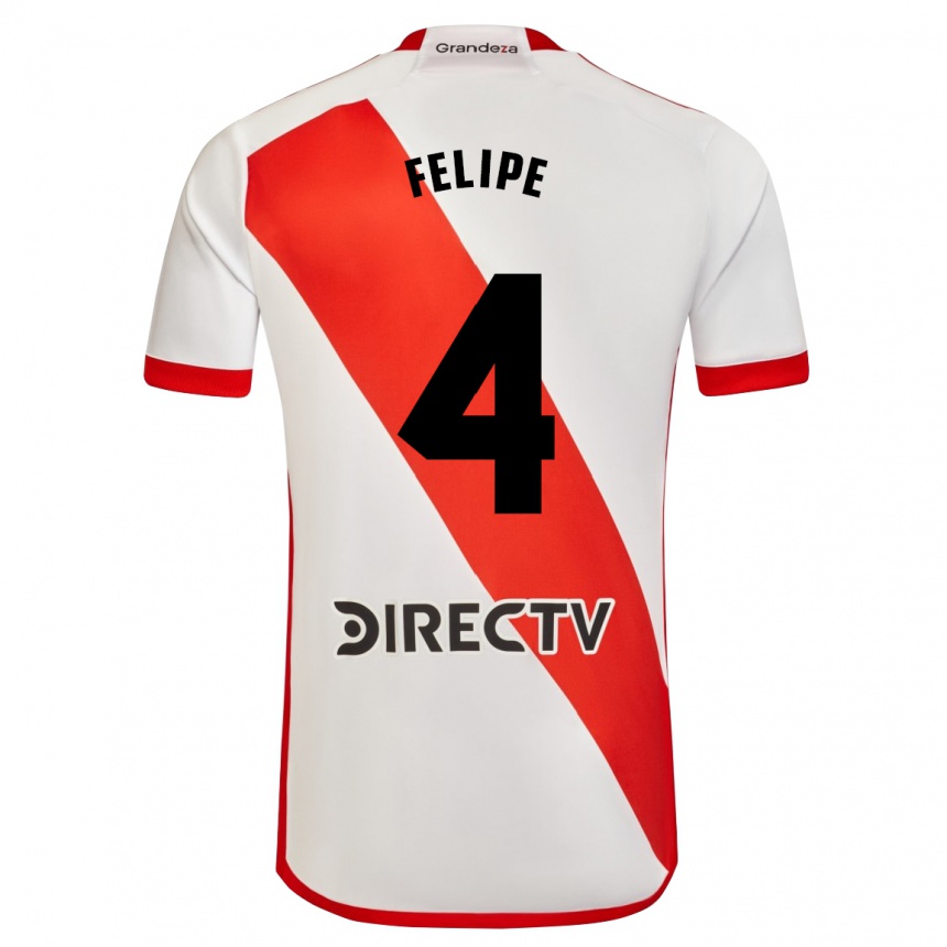 Men Football Carina Felipe Silva #4 White Red Home Jersey 2023/24 T-Shirt